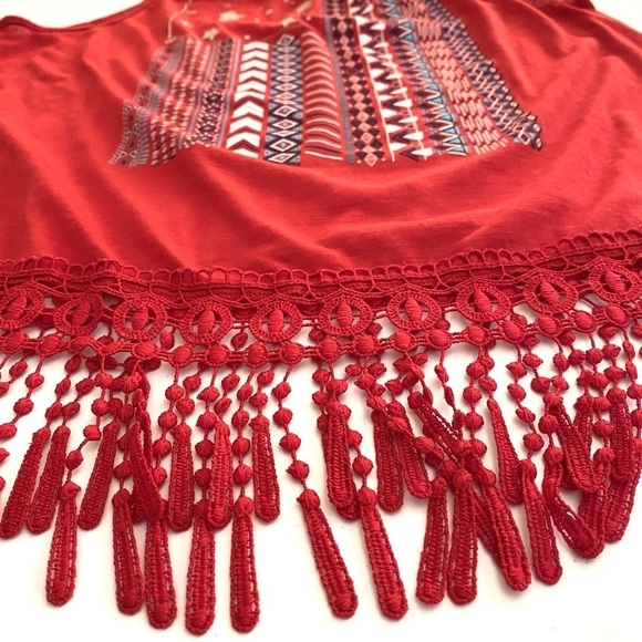 Patriotic Red Halter Top Tassel Shirt Junior XL (15-17) Summer Casual - Picture 6 of 13